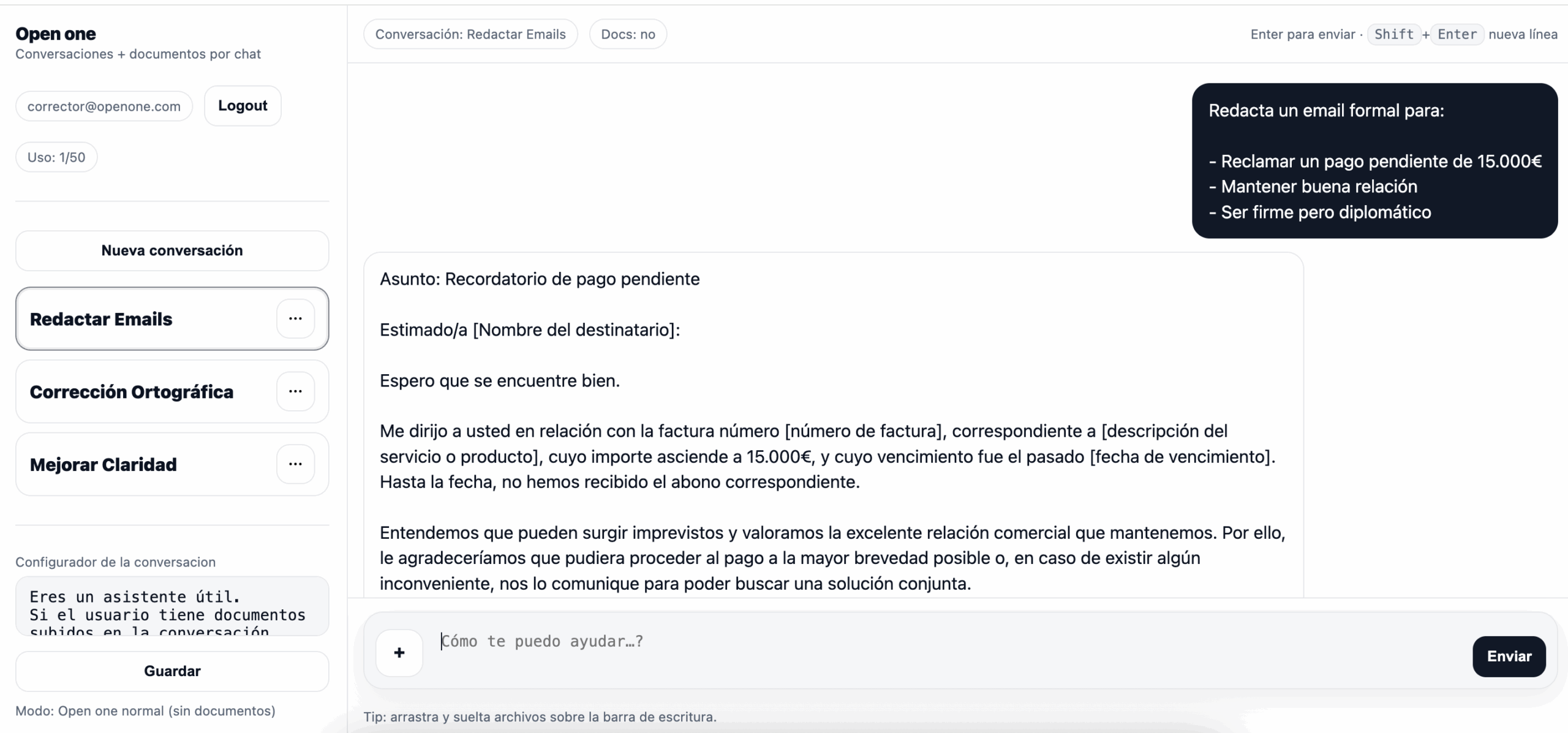 Redactar email formal con inteligencia artificial